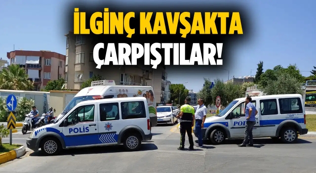 Dikkatsiz Sürücü Polis Otosuna Çarptı!