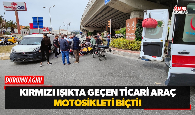 Kırmızı Işıkta Geçen Ticari Araç Motosikleti Biçti!