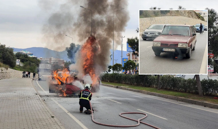 Kuşadası'nda peş peşe alev alan araçlar paniğe neden oldu!