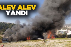 Kuşadası'nda Konteyner Alev Alev Yandı!
