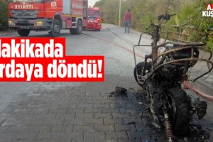 Alev Alan Motosiklet Hurdaya Döndü!