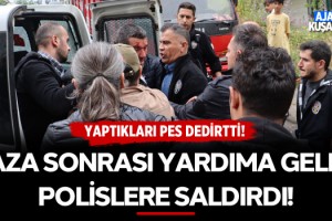 Kaza Sonrası Kendisine Yardıma Gelen Polislere Saldırdı!