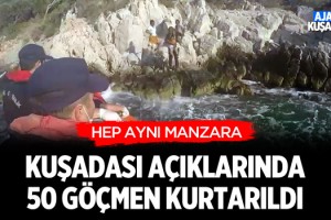 Kuşadası Açıklarında 50 Göçmen Kurtarıldı