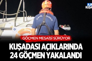 Kuşadası Açıklarında 24 Göçmen Yakalandı
