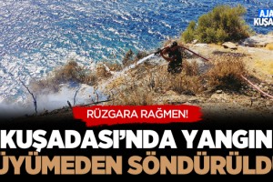 Kuşadası'nda Yangın Büyümeden Söndürüldü!