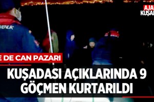 Kuşadası Açıklarında 9 Göçmen Kurtarıldı