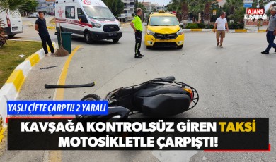 Kavşağa kontrolsüz giren taksi, motosikletle çarpıştı!