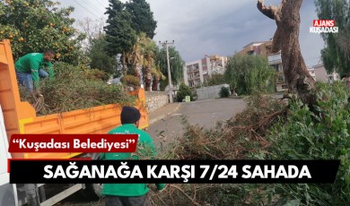 Kuşadası Belediyesi sağanağa karşı 7/24 sahada